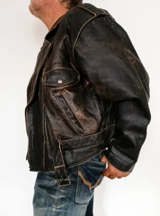 Motera cuero auténtico sin cremallera XXL Medidas