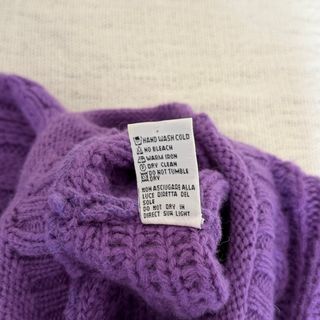 Maglione treccia Benetton Donna L Viola 100% Lana