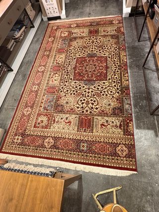 Alfombra persa lana beige y roja