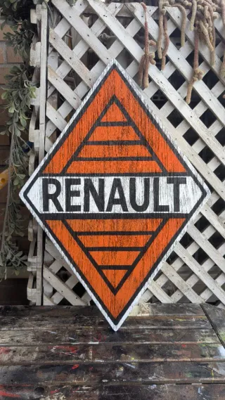 Cartel Logo Renault Madera