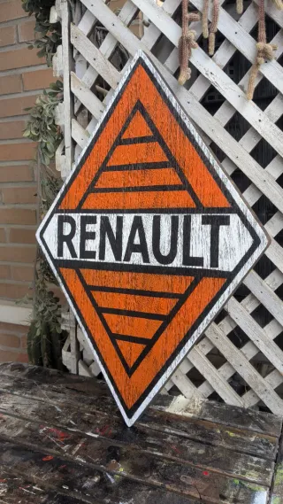 Cartel Logo Renault Madera