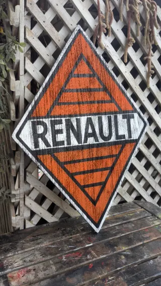 Cartel Logo Renault Madera