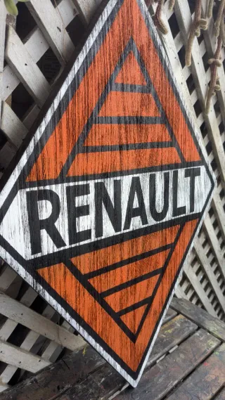Cartel Logo Renault Madera