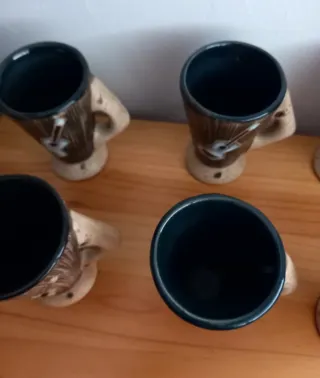 Juego 6 Vasos Cerámica Guitarra