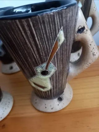 Juego 6 Vasos Cerámica Guitarra