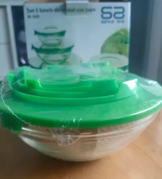 Set 5 bowls cristal con tapa Santa Ana