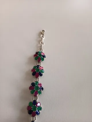 Pulsera Plata Zafiro Esmeralda Rubí