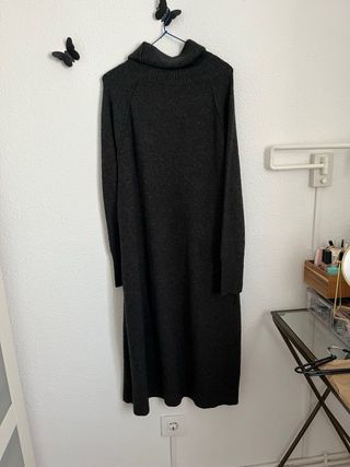 Vestido lana cuello vuelto gris talla única