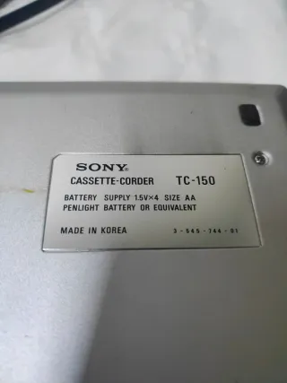 Grabadora de cassette Sony Plata TC-150