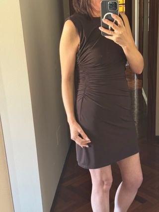 Vestido marrón drapeado