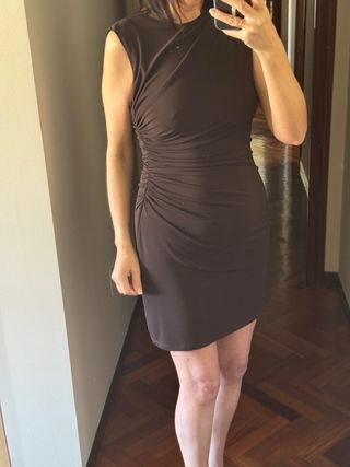 Vestido marrón drapeado