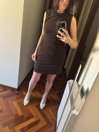 Vestido marrón drapeado