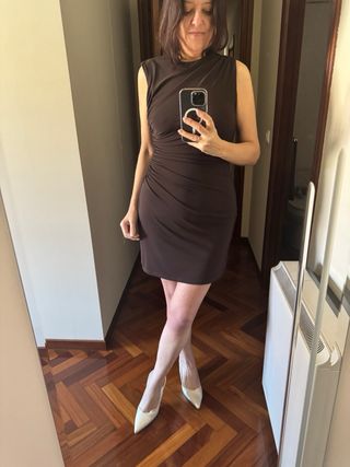 Vestido marrón drapeado