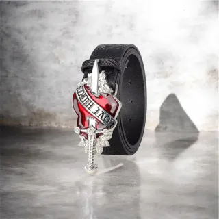 Cintura Uomo Ch*ome He*rts Cuore Rosso