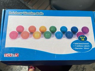 12 Bolas Waldorf Madera Colores 50mm