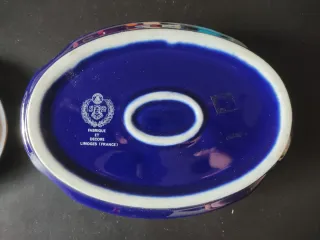 Porcellana Limoges fondo blu decorazioni oro