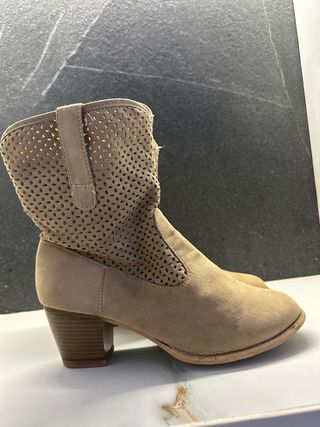Botines Tacón Beige/Marrón