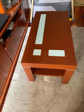 Mesa de centro madera y cristal 102x52cm