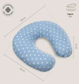 Cojín de lactancia azul con estrellas