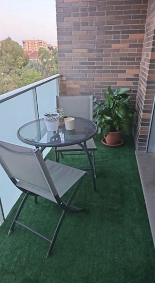 Mesa de jardín redonda cristal y metal