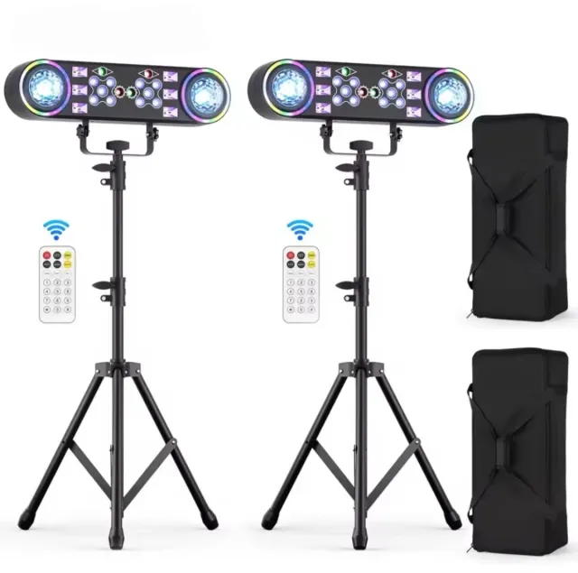 ✅️Pack 2 Luces LED DJ 80W RGBW 7 en 1 con Trípode