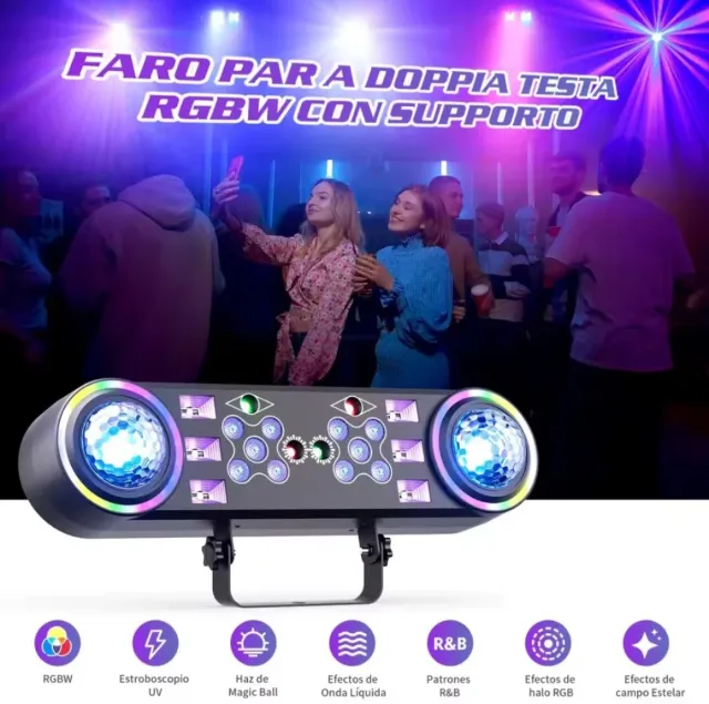 ✅️Pack 2 Luces LED DJ 80W RGBW 7 en 1 con Trípode
