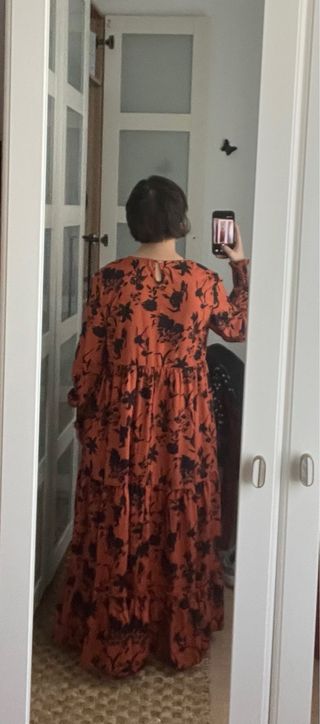 Vestido largo estampado hojas