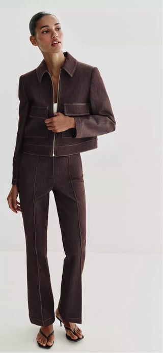 Conjunto Zara Marrón Chaqueta y Pantalón