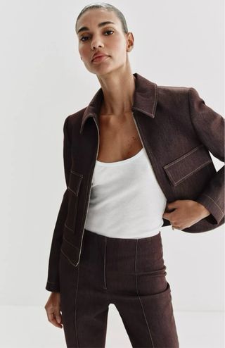 Conjunto Zara Marrón Chaqueta y Pantalón