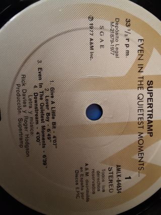 Supertramp Even In The Quietest Moments Vinilo