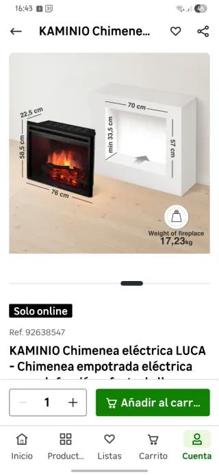 Chimenea eléctrica empotrada