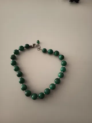 Pulsera Plata y Malaquita Natural