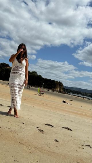 Vestido largo Zara blanco