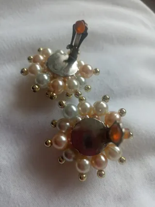 Pendientes perlas multitono dorados