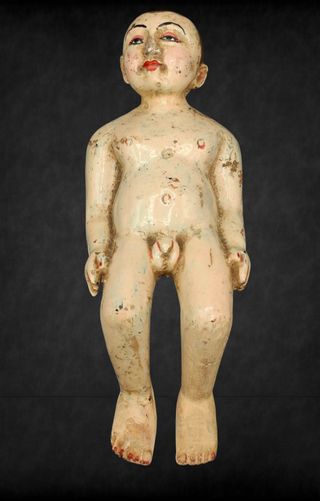 Antigua Figura votiva en madera de Mandalay