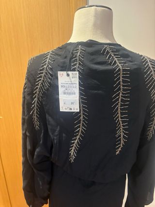 Vestido fiesta Zara negro abalorios