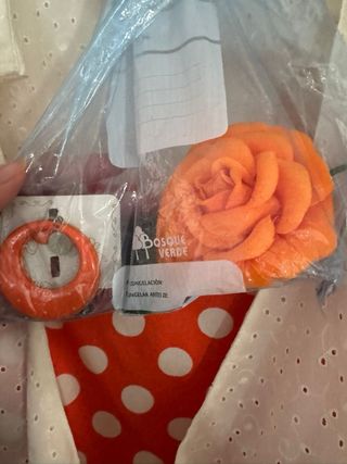 Vestido de sevillana lunares naranja