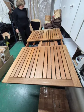 Mesa Teka Exten 2.50m (3.00m) x 90cm patas desmont