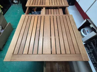 Mesa Teka Exten 2.50m (3.00m) x 90cm patas desmont