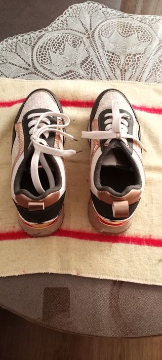 Zapatillas Mujer Talla 37 Oro y Verde