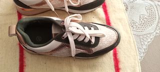 Zapatillas Mujer Talla 37 Oro y Verde