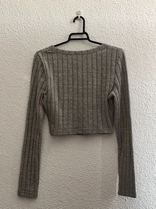 Top gris manga larga