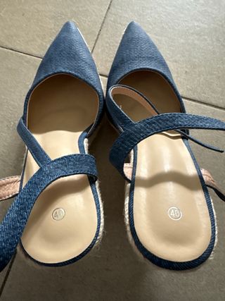 Sandalias cuña - Tela vaquera