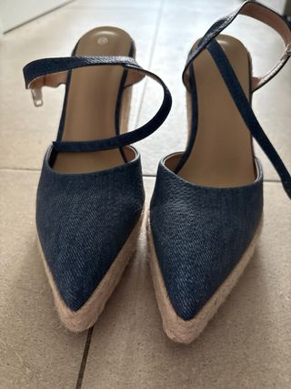 Sandalias cuña - Tela vaquera