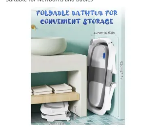 Bañera Bebé Plegable con Cojín Estrellas