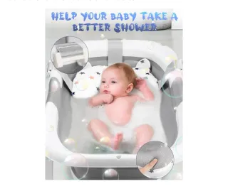 Bañera Bebé Plegable con Cojín Estrellas