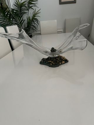 Centro de mesa cristal y metal dorado