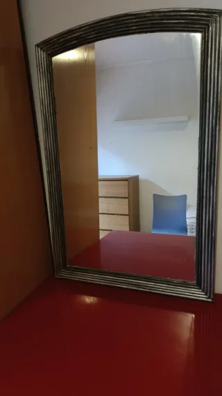 Espejo marco madera plateado