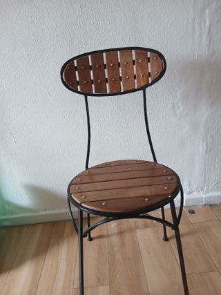 4 Sillas forjadas hierro y madera teka