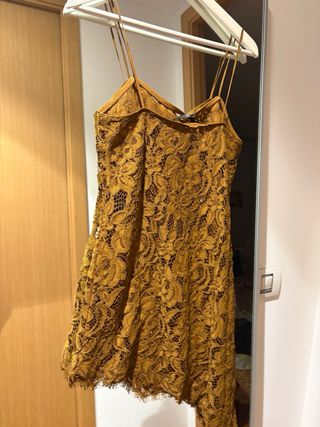 Top Zara Brocado Marrón Dorado